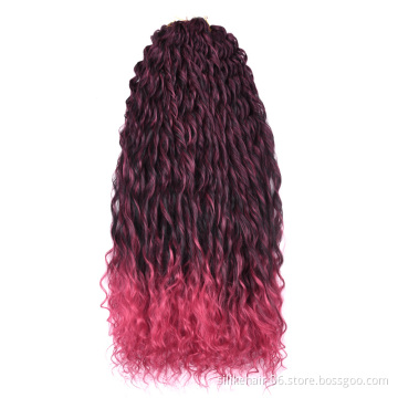 24Inches Water Wave Crochet Braids Hair Long Corn Curly Ombre Red Black Goddess Braiding Hair Synthetic Hair Extensions